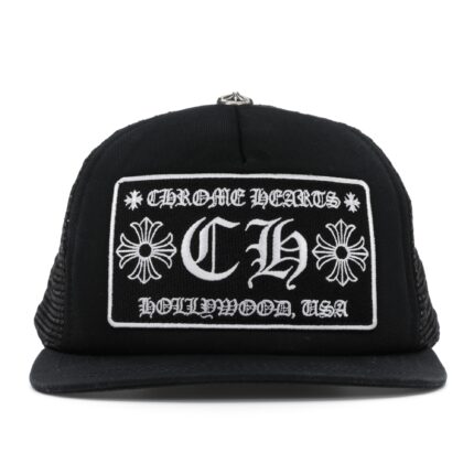 Chrome Hearts CH Hollywood Trucker Hat – Black/Black