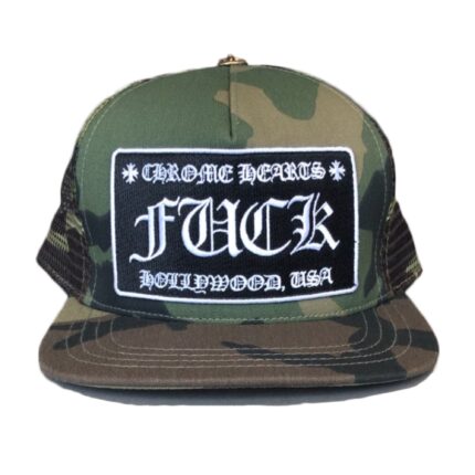 Chrome Hearts FUCK Hollywood Trucker Hat – Camo