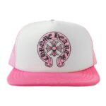 Chrome Hearts Matty Boy Sex Records Horse Shoe Trucker Hat – Pink/White