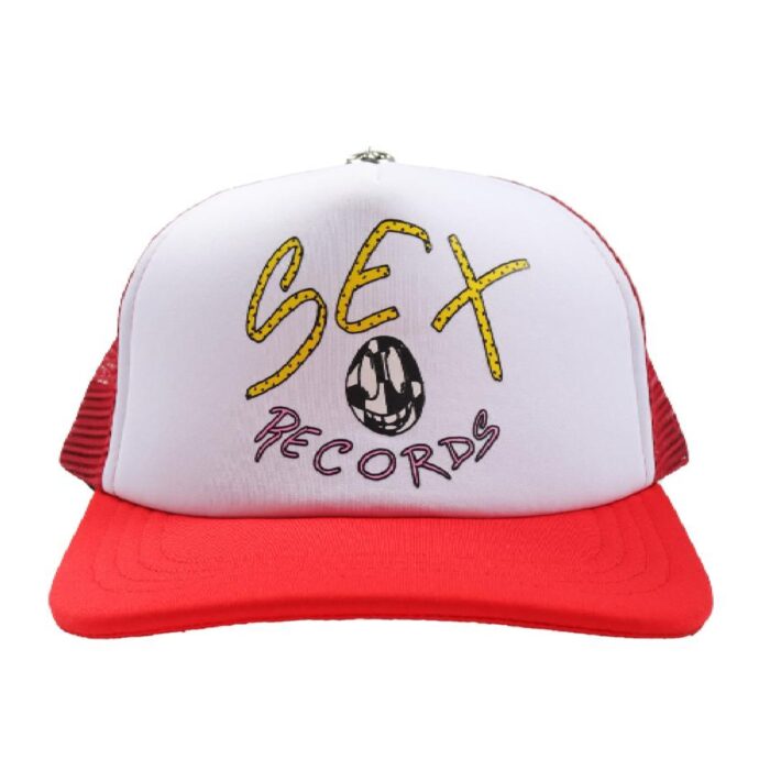 Chrome Hearts Matty Boy Sex Records Logo Trucker Hat – Red/White